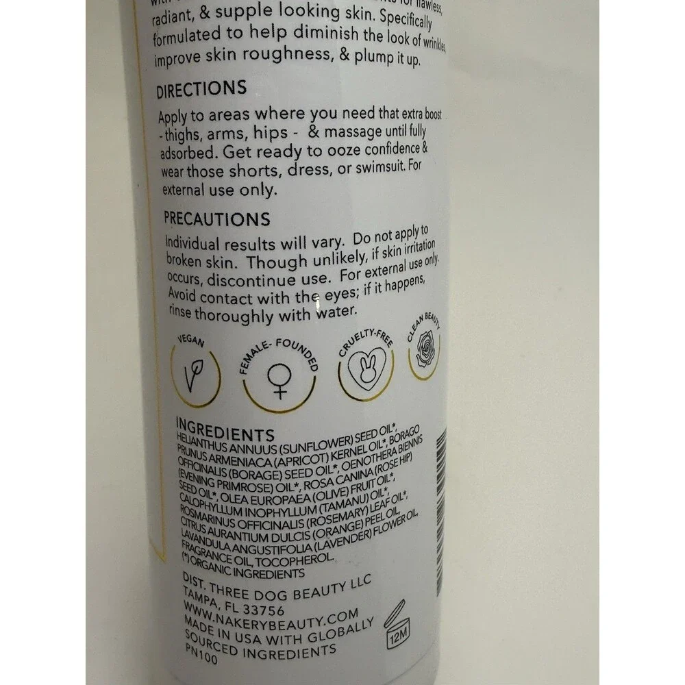 Nakery Beauty Bare It All Targeted Body Booster Oil 6FlOz / 177mL NEW Not Sealed